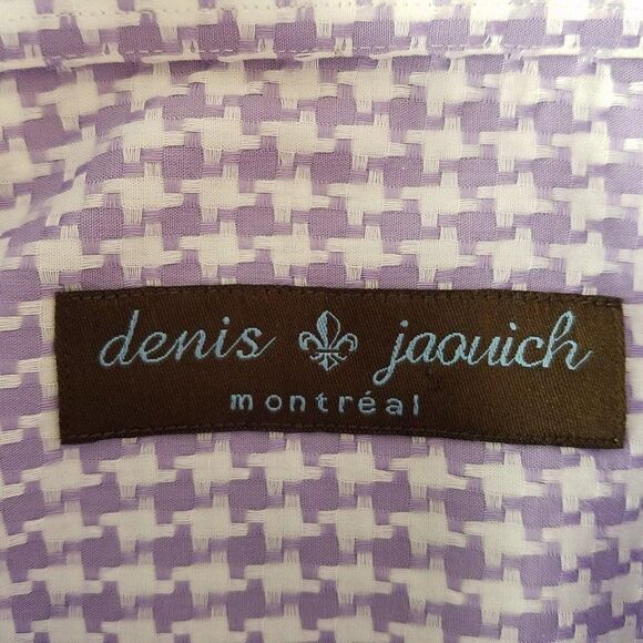 Denis Jaouich Montreal Designer Size 16 Purple White Dress Shirt French Cuffs - Picture 8 of 8